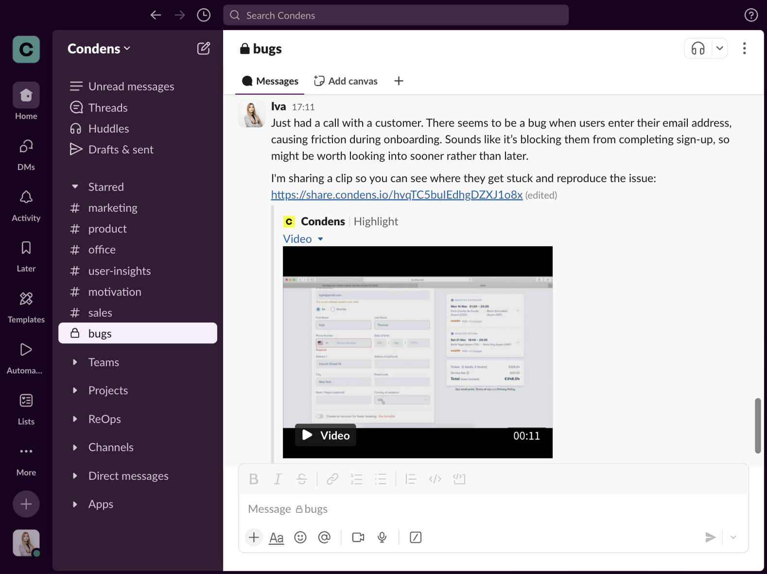 Screenshot showing that stakeholders can ask their repository in slack